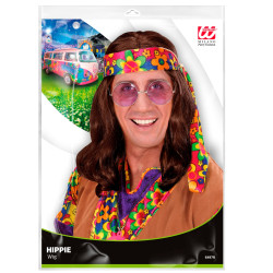 Paruka hippie hnědá dlouhá pánská