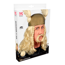 Galská paruka s knírem blond