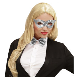 Škraboška stříbrná flitrová