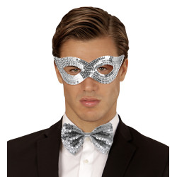 Škraboška stříbrná flitrová