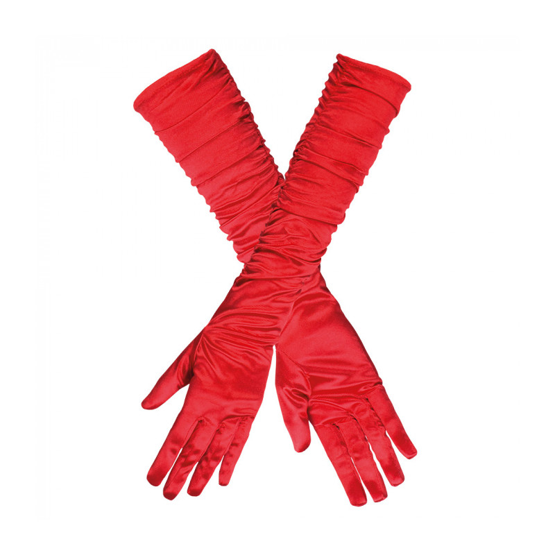 Rukavičky dlouhé červené nařasené