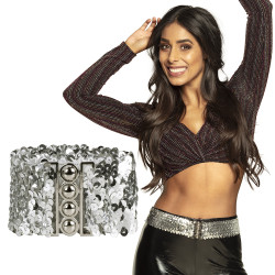 Opasek stříbrný flitrový