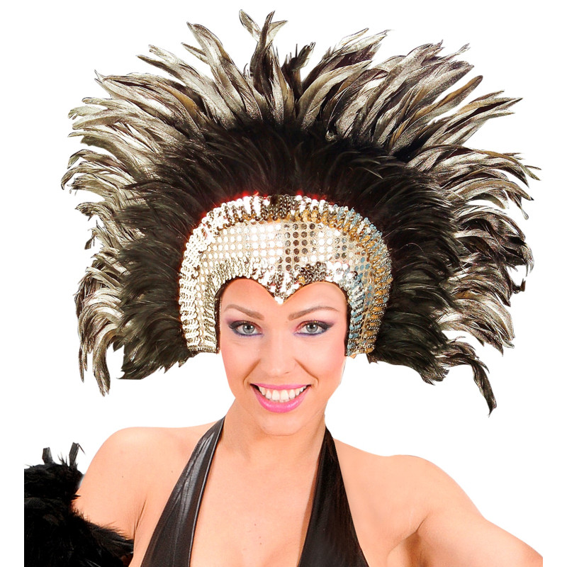 Péřová čelenka Kabaret stříbrná