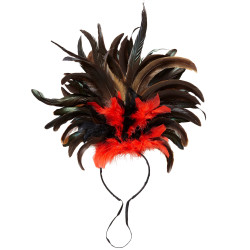 Brazilská čelenka z peří červeno-černá