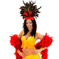 Brazilská čelenka z peří červeno-černá
