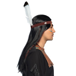 Indiánská paruka s čelenkou a culíky