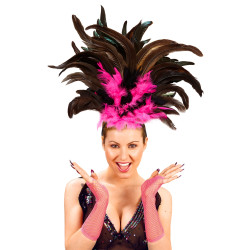 Brazilská čelenka z peří růžovočerná
