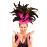 Brazilská čelenka z peří růžovočerná