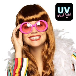 Retro neonovo ružové okuliare na párty