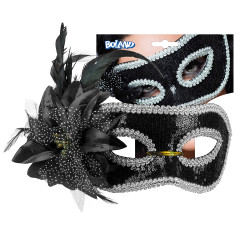 Černá škraboška s květinou