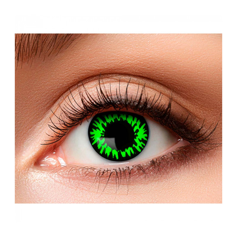 Zelené a čierne kontaktné šošovky