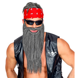 Dlouhé šedivé vousy s knírem