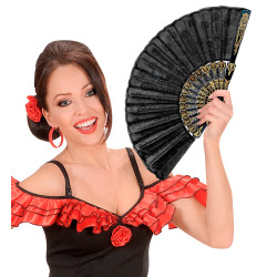 Černý vějíř látkový