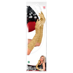 Rukavičky dlouhé zlaté nařasené