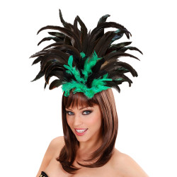 Brazilská čelenka z peří černozelená