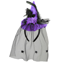 Klobouček se závojem fialový