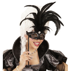 Škraboška s držátkem černá