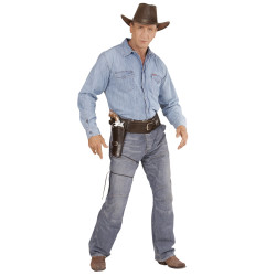 Hnedý kovbojský opasok s puzdrom na zbraň