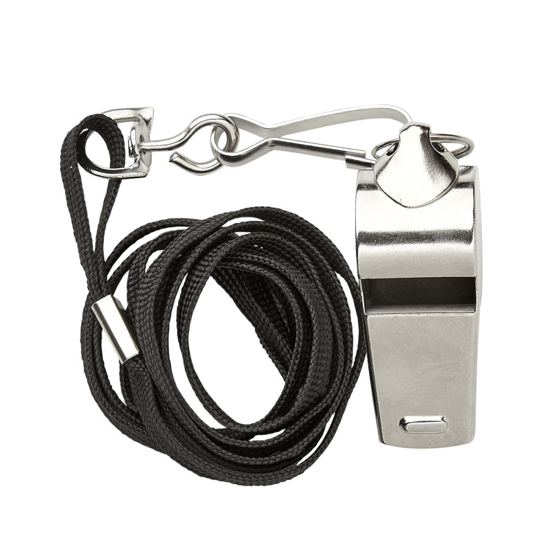 Kovová stříbrná píšťalka se šňůrkou