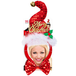 Mini Santa čepička s motýlkem a rolničkou