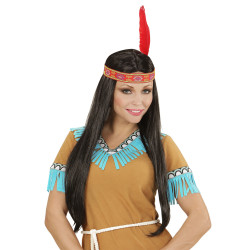 Indiánská paruka s čelenkou s pérem