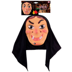 Maska čarodějnice s kapucí hnědé vlasy