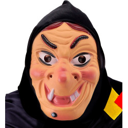 Maska čarodějnice s kapucí hnědé vlasy