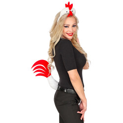 Sada s čelenkou a chvostom v tvare kurčaťa