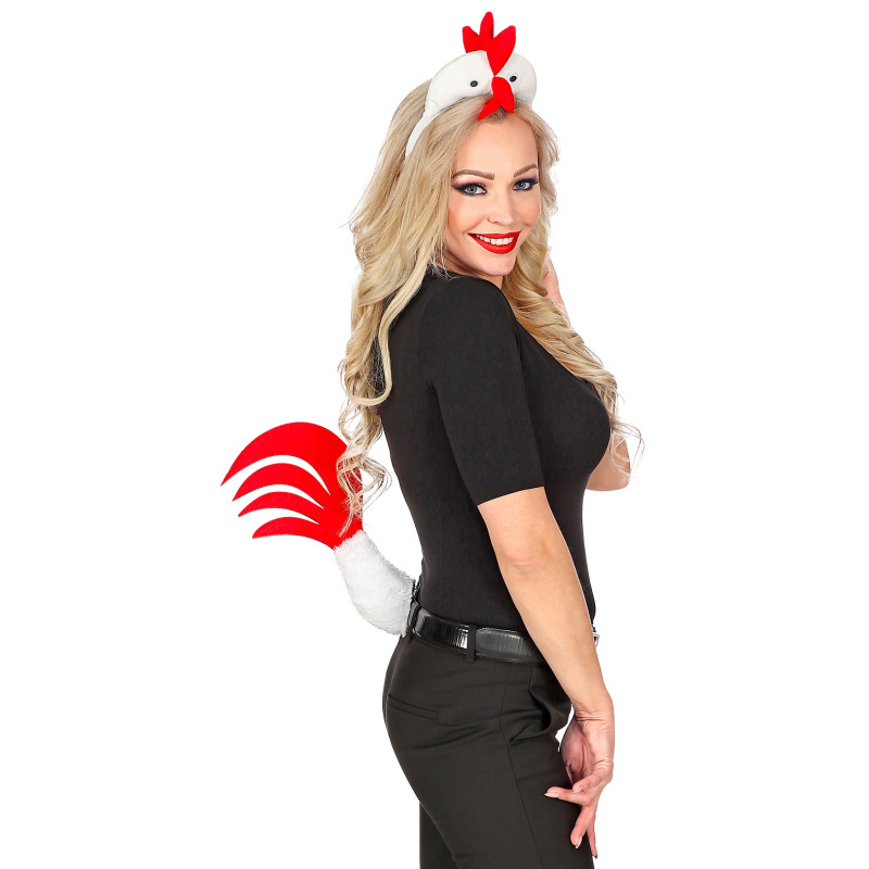 Sada s čelenkou a chvostom v tvare kurčaťa