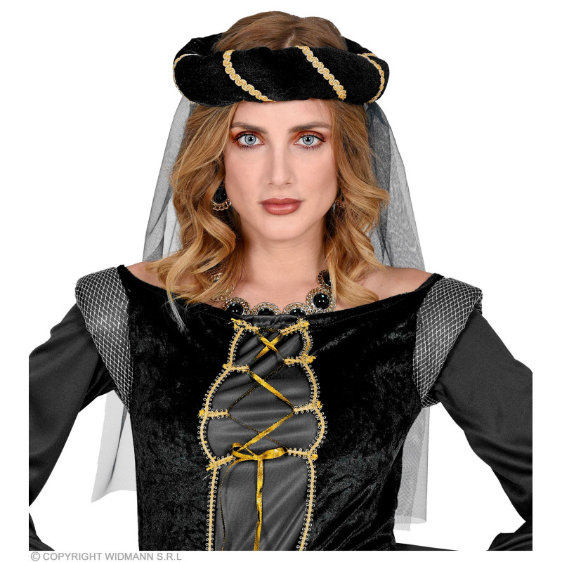 Černá středověká čelenka se závojem