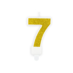 Narodeninová zlatá trblietavá sviečka číslo 7
