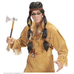 Čierna indiánska parochňa s copmi a čelenkou