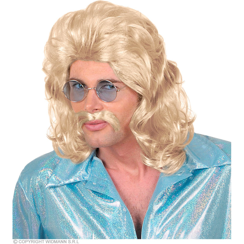 Pánska retro blond parochňa s fúzmi