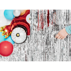 Stříbrný dekorační závěs na dveře 0,9 x 2,5 m