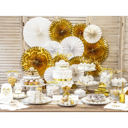 Biele a zlaté rozety - dekorácia, 4 kusy