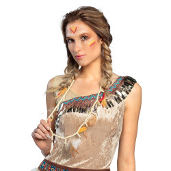 Indiánský náhrdelník s peříčky a tesáky