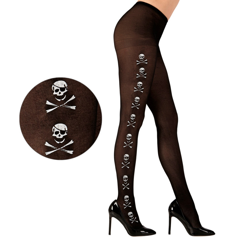 Pirátské punčocháče s lebkami XL