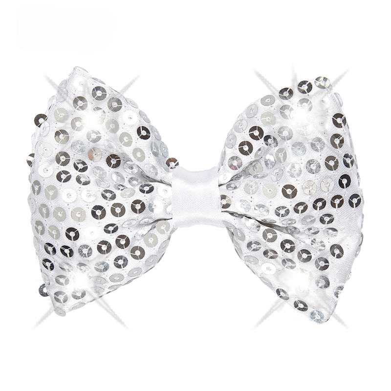 Strieborná trblietavá motýliková mašľa