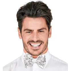 Strieborná trblietavá motýliková mašľa