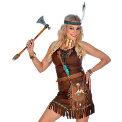 Indiánská hnědá kabelka s ozdobami