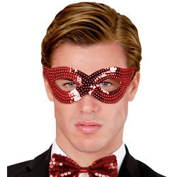 Škraboška červená flitrová