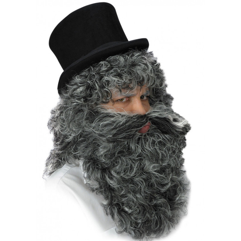Šedivá paruka s vousy pánská historická