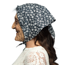 Latexová maska čarodejnice so šatkou