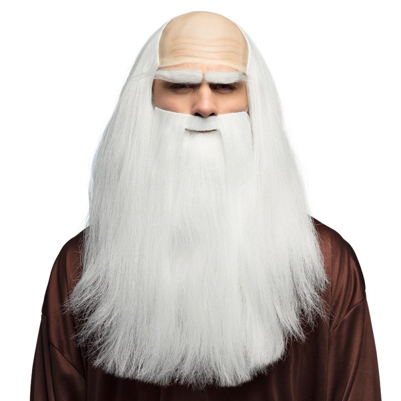 Paruka s pleší stařec s vousy a obočím