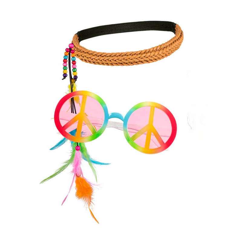 Sada hippie brýle s čelenkou