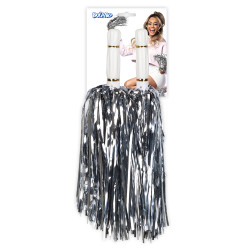 Kovový strieborný pompon, 2 ks