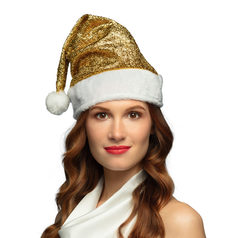 Vianočná čiapka Santa, zlatá