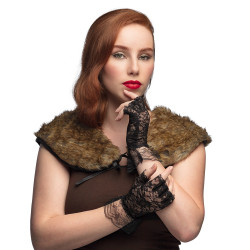 Rukavičky černé krajkové Paris