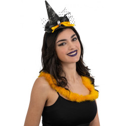 Čarodějnický klobouček s lebkou na čelence