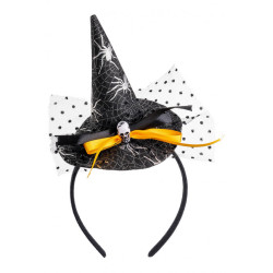 Čarodějnický klobouček s lebkou na čelence